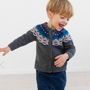 Hanna Anderson Fair Isle cardigan grey